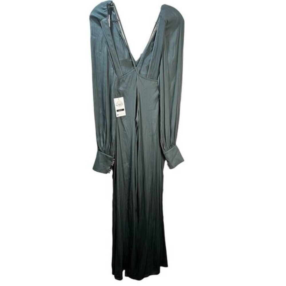 NEW Long Sleeve Satin‎ Maxi Dress V Neck Medium